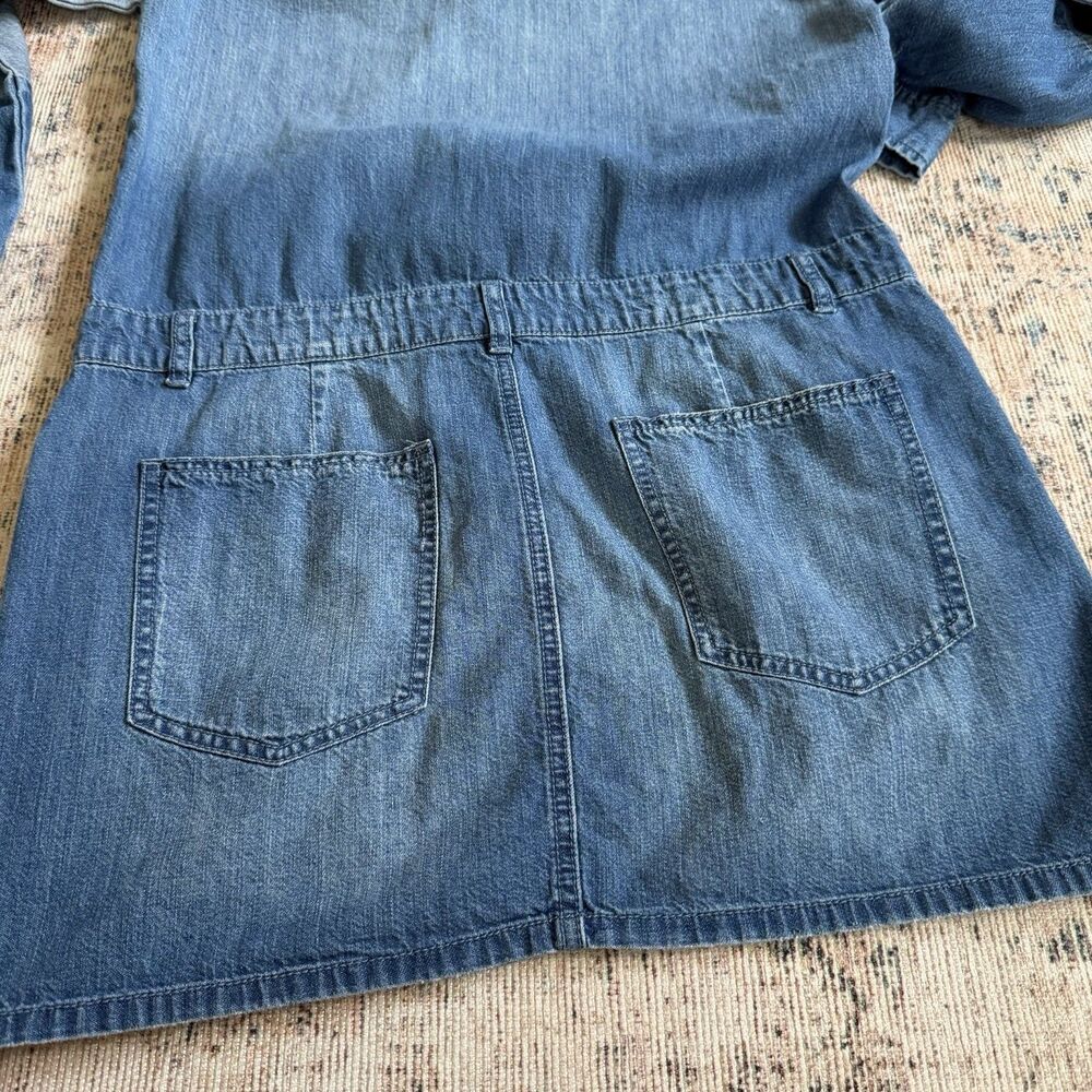 Current Elliott Two Tone Denim Shirt Dress Light Mid Wash Size 2 Mini Skirt - Picture 14 of 16